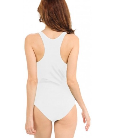 Bodysuit for Juniors Racerback Tank Top Snap V-Neck Sleeveless Bodysuits - White - C21876OS3HO $19.29 Shapewear