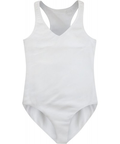 Bodysuit for Juniors Racerback Tank Top Snap V-Neck Sleeveless Bodysuits - White - C21876OS3HO $19.29 Shapewear