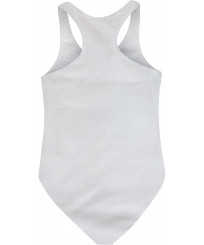 Bodysuit for Juniors Racerback Tank Top Snap V-Neck Sleeveless Bodysuits - White - C21876OS3HO $19.29 Shapewear