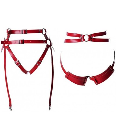 Women's leather body harness garter Leg strap Lingerie cage Waist belt Punk gothic Photography Rock Dance - Red - C9190GZ5O9N...