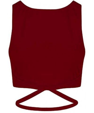 Women's Comfort Workout Sports Bra Low-Impact Activity Sleep Tops - Wine Red - C319658IMOD $18.06 Camisoles & Tanks