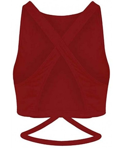 Women's Comfort Workout Sports Bra Low-Impact Activity Sleep Tops - Wine Red - C319658IMOD $18.06 Camisoles & Tanks