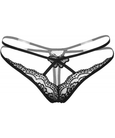 Big Promotion! Women's lingerie WEUIE Sexy Lace Lady Briefs Lingerie Knickers G-string Thongs Panties Underwear - Black - C91...