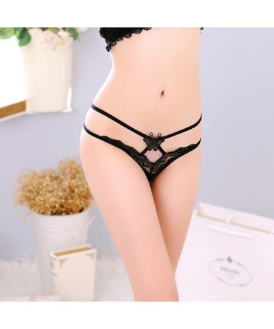 Big Promotion! Women's lingerie WEUIE Sexy Lace Lady Briefs Lingerie Knickers G-string Thongs Panties Underwear - Black - C91...