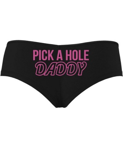 Pick A Hole Any Fuck My Ass Mouth Pussy Black Boyshort Panties - Raspberry - CD195COUTEZ $22.63 Panties