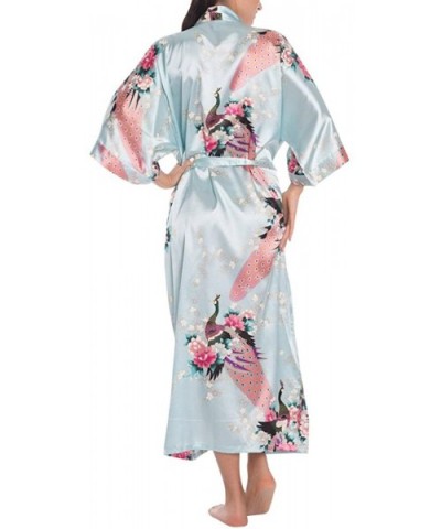 Women's Bride Bridesmaid Wedding Party Gifts Pockets Satin Kimono Robe - Light Blue - CZ18DQS4WHY $16.10 Robes