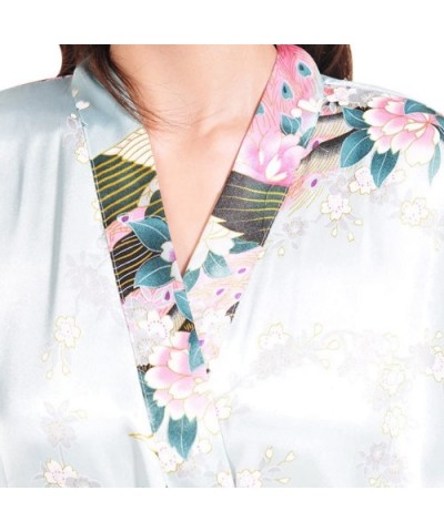 Women's Bride Bridesmaid Wedding Party Gifts Pockets Satin Kimono Robe - Light Blue - CZ18DQS4WHY $16.10 Robes