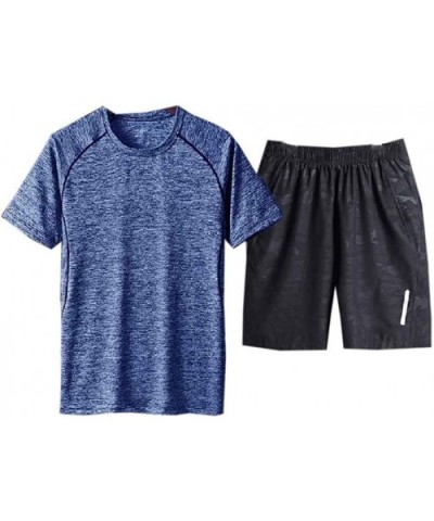 Men 2 Piece Set Half Pants Outwear Short-Sleeve Relaxed-Fit Pajamas - As2 - C9199CH9GGT $46.11 Sleep Sets