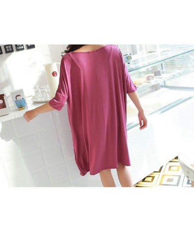 Women's 1/2 Sleeve V Neck Mid-Length Pure Color Plus-Size Casual Loungewear - 3 - CP190XD22NM $37.07 Tops