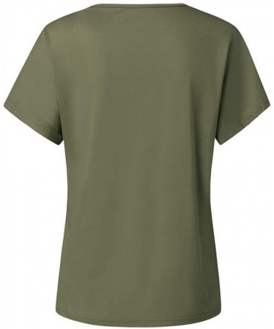 T-Shirt Blouse- Ms. Women Casual Cross Shoulder Irregular Short Sleeve - Green - C71944S7WXD $21.40 Tops