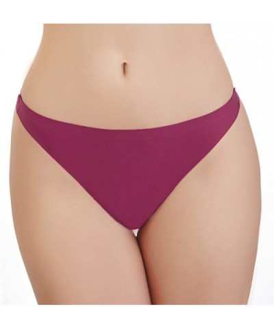 6 Pack Women's Seamless Thong Panties(XS-S-M-L-XL-Wine Red-red-Pink-Royal Blue-White-Apricot-Black) - Royal Blue-red-wine Red...