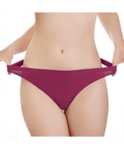 6 Pack Women's Seamless Thong Panties(XS-S-M-L-XL-Wine Red-red-Pink-Royal Blue-White-Apricot-Black) - Royal Blue-red-wine Red...