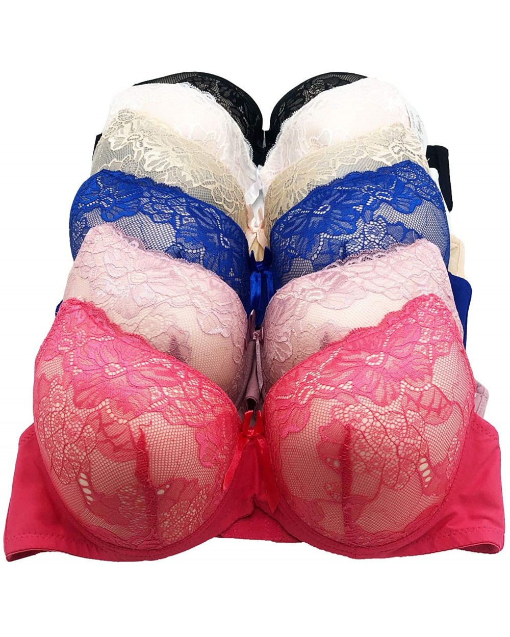 6 Pieces Plus Size Wired Full Cup/Demi Lace Plain Light Padded D/DD/DDD Bra - 8215-d-31g5-dd33rg3-ddd20rg5 - C7193XYTA4L $52....