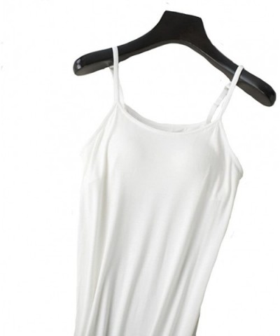 Women's Modal Built in Bra Full Slips Basic Adjustable Spaghetti Strap Cami - Sp-white - C618EDZMOXR $28.19 Slips