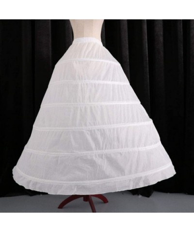 Womens 6 Hoops Skirt Crinoline Petticoats Slips Floor Length for Bridal Gown White - CU18ZMQR8AN $37.08 Slips