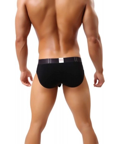 Men's Sexy Elephant Cotton Underwear Briefs Guns Separation Trunk - Black - CM18USLM3UX $22.70 Briefs