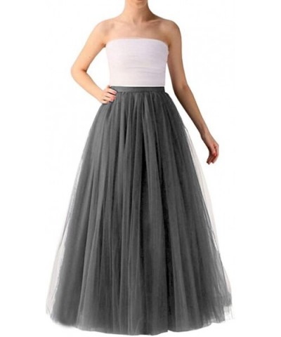 Petticoat Women's Pleated Gauze Princess Mesh Skirt Adult Tutu Maxi A-line Long Tulle Dancing Skirt - Gray - CM194A32ZG9 $40....