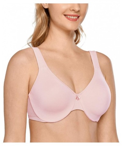 Women's Smooth Full Figure Large Busts Underwire Seamless Minimizer Bras - Gentle Rose - CX18TQCO75U $36.48 Bras