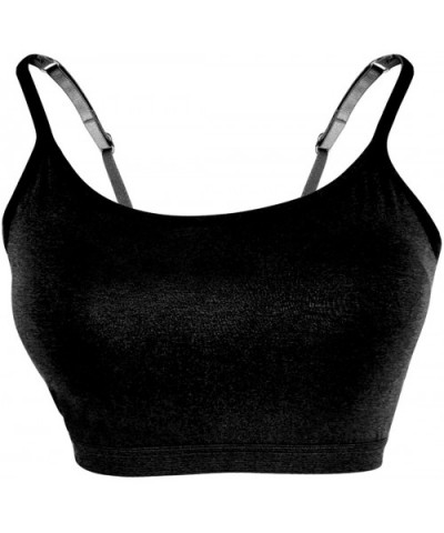 Mini Adjustable Women Camisole with Built in Bra- Sports Bra Tank Top Padded Shelf Seamless Comfortable cami - Black Mini - C...