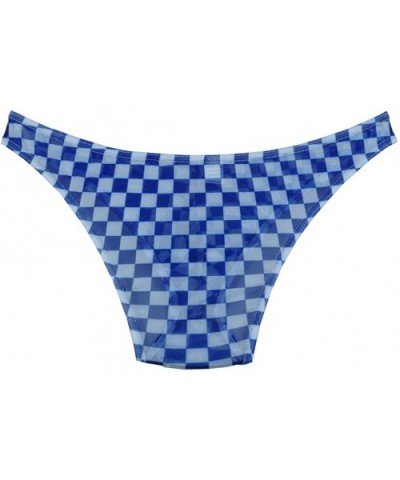 Men's Checked Mesh Bikini Briefs Underwear Sexy Male Cheeky Briefs - Blue - CW120NTQGVV $13.16 G-Strings & Thongs