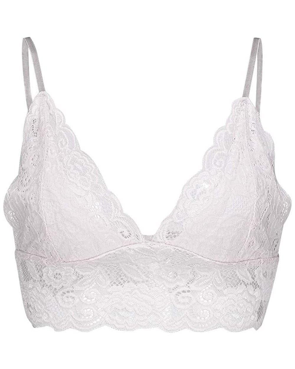 Womens Ladies Lace Vest Crop Wireless Bra Sexy V-Neck Underwear Camisole - white - CL194WTKWL2 $11.12 Camisoles & Tanks