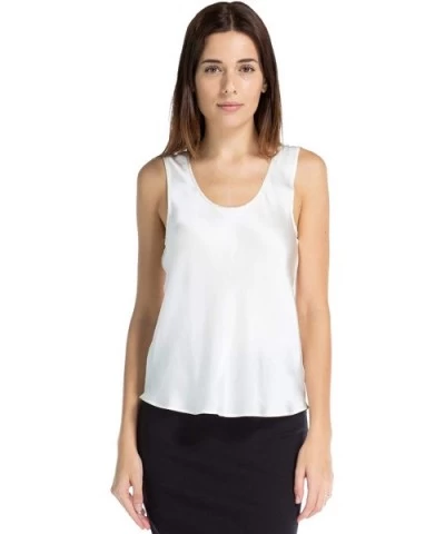 Women's 100% Pure Mulberry Silk Sleeveless Camisole Crew Neck - Ivory (Undyed) - CS11TV7FVDB $63.63 Camisoles & Tanks