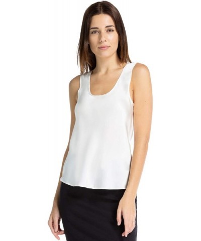 Women's 100% Pure Mulberry Silk Sleeveless Camisole Crew Neck - Ivory (Undyed) - CS11TV7FVDB $63.63 Camisoles & Tanks