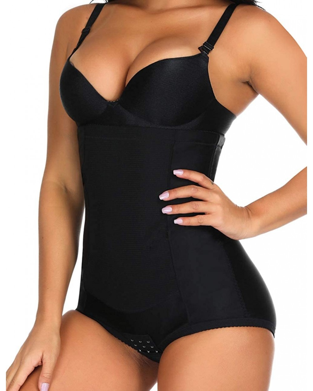 Women High Waist Cincher Tummy Control Shapewear Body Shaper Panty - Black-no Hook - CP18L2HNDEC $16.96 Shapewear