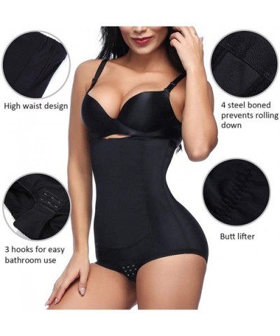 Women High Waist Cincher Tummy Control Shapewear Body Shaper Panty - Black-no Hook - CP18L2HNDEC $16.96 Shapewear