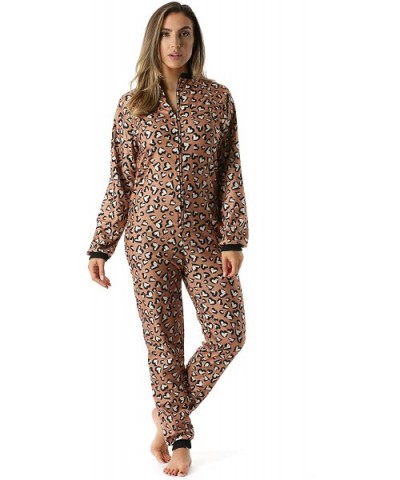 Printed Flannel Adult Onesie/Pajamas - Leopard Heart - CX185XL7UHE $40.51 Sets