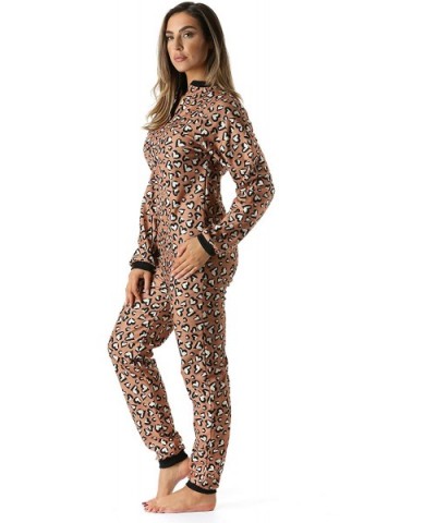 Printed Flannel Adult Onesie/Pajamas - Leopard Heart - CX185XL7UHE $40.51 Sets