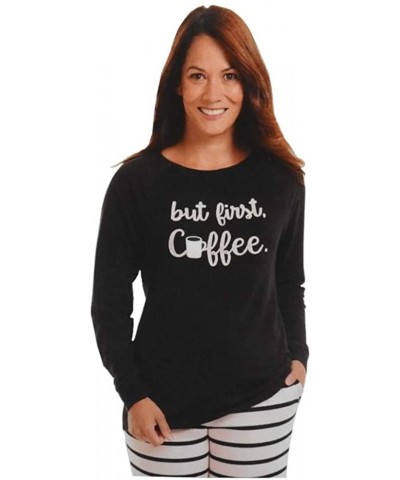 Blush by Us Angels Ladies 2-Piece L/S Lounge Set - But First Coffee (Blush/Soot) - C818TUXANM2 $35.69 Sets