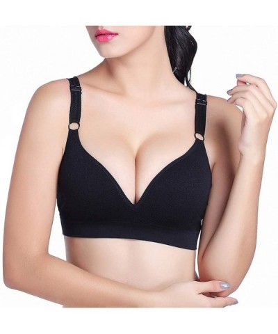 New Massage Cup Piercing Underwear Seamless Small Chest Yoga Running Bra - Black - C1193N9YEUT $17.75 Bras