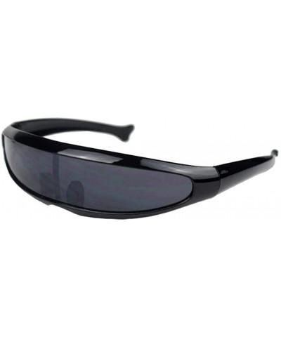 Mirrored Lens Visor Sunglasses Futuristic Monoblock Shield UV400 Wrap Cyclops Goggles - C - CA18UEEL957 $13.78 Camisoles & Tanks