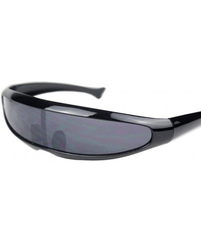 Mirrored Lens Visor Sunglasses Futuristic Monoblock Shield UV400 Wrap Cyclops Goggles - C - CA18UEEL957 $13.78 Camisoles & Tanks