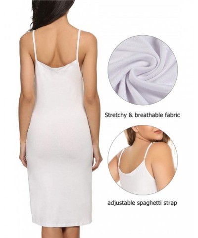 Women Full Slips Sexy Chemise Nightgown V Neck Straight Dress Nightwear S-4XL - White - C0120D4C8H7 $33.19 Slips