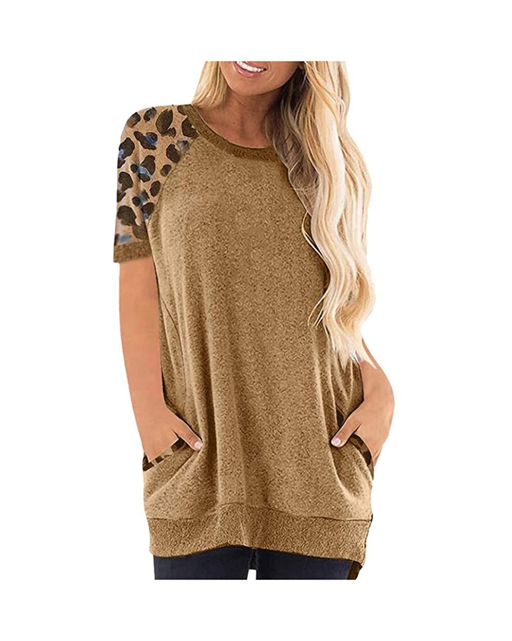 Valentine's Day Leopard Print Tops Long Sleeve Crew Neck Sweatshirts-Fit Casual Pullover Shirt with Pocket Tigivemen - Brown ...