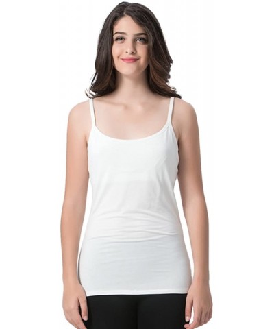 Women's Cami Camisoles Built in Shelf Bra Adjustable Straps Tank Top - White - CD1825DAAGT $26.16 Camisoles & Tanks