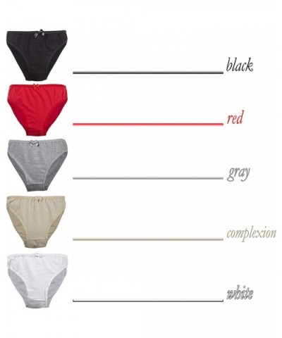 Women's Cotton Bikini Panties 5 Pack Assorted Colors Tag Free - Basics (Black- Red- Gray- Complexion- White) - C818QGT9NGG $2...