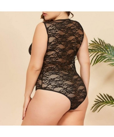 Sexy Lace Stitching Bowknot Lingerie Womens Plus Size Bodysuit Underwear Sleepwear - A - CT198E4S0GD $34.49 Accessories