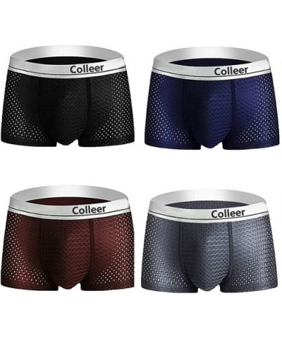 Ice Silk Men's Underwear- Breathable Ice Silk Boxers Soft Mesh Boxer Briefs Trunks - 4 Pack 2 - CY18I9XAUOT $30.55 Boxer Briefs