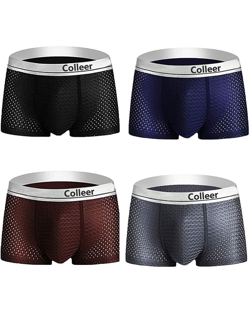 Ice Silk Men's Underwear- Breathable Ice Silk Boxers Soft Mesh Boxer Briefs Trunks - 4 Pack 2 - CY18I9XAUOT $30.55 Boxer Briefs