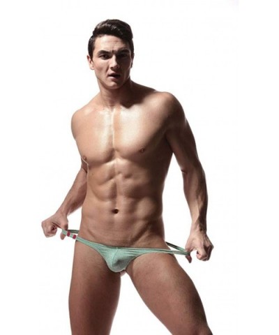 Men's Thongs Bikini Underwear Striped Underpants Lightweight Breathable Stretch Low Waist Panties - Green1 - CO197O3YM3W $13....