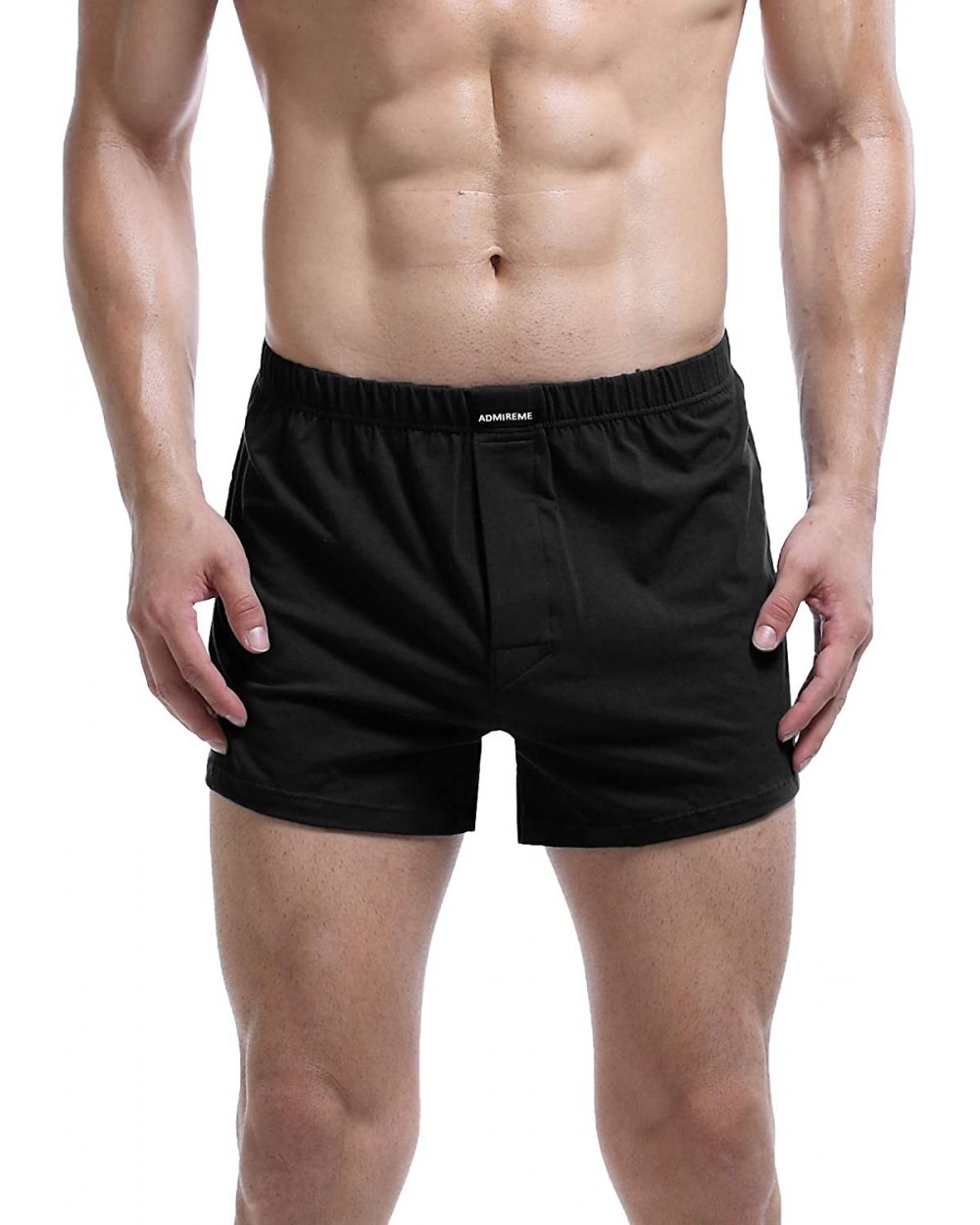 Men's Boxer Shorts Cotton Underwear Shorts Boxer Brief Cotton Knit Boxer Shorts Underwear - Black - CD197RS05Z3 $13.31 Boxers