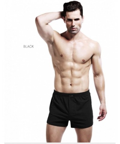 Men's Boxer Shorts Cotton Underwear Shorts Boxer Brief Cotton Knit Boxer Shorts Underwear - Black - CD197RS05Z3 $13.31 Boxers