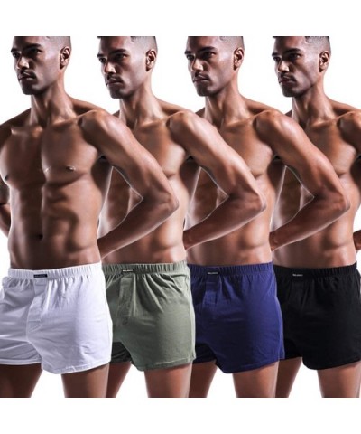 Men's Boxer Shorts Cotton Underwear Shorts Boxer Brief Cotton Knit Boxer Shorts Underwear - Black - CD197RS05Z3 $13.31 Boxers