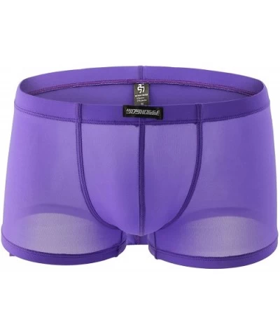 Mens Nylon Soft Boxer Briefs Underwear Wh42 - Purple - CM1273WQURV $16.88 Boxer Briefs