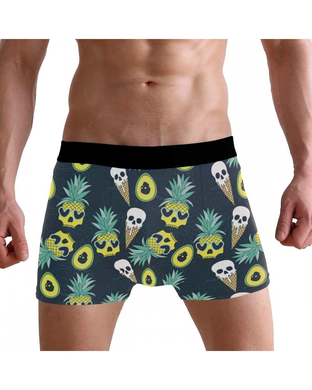 Mens Boxer Briefs Underwear Breathable Pouch Soft Underwear - Pineapple Ice Cream Avocado Skull - CN18ARMCQZH $25.38 Boxer Br...