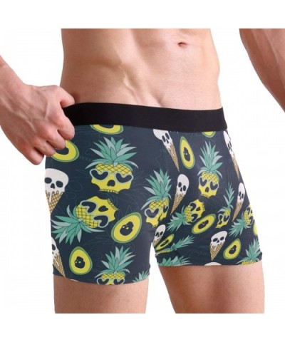 Mens Boxer Briefs Underwear Breathable Pouch Soft Underwear - Pineapple Ice Cream Avocado Skull - CN18ARMCQZH $25.38 Boxer Br...