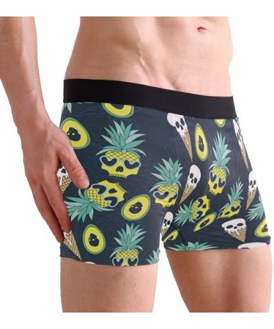 Mens Boxer Briefs Underwear Breathable Pouch Soft Underwear - Pineapple Ice Cream Avocado Skull - CN18ARMCQZH $25.38 Boxer Br...